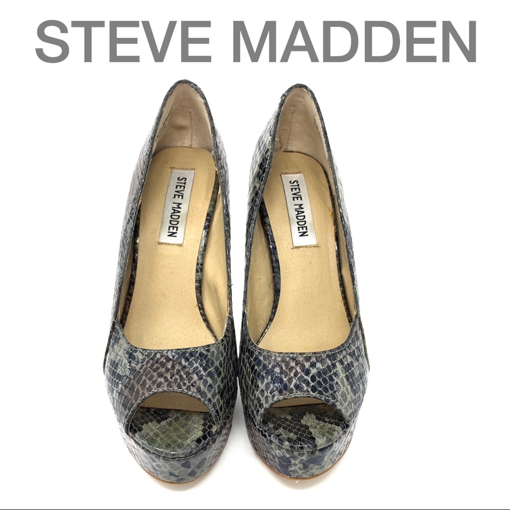 Steve Madden Snakeprint Peep Toe High Heel 👠Shoes